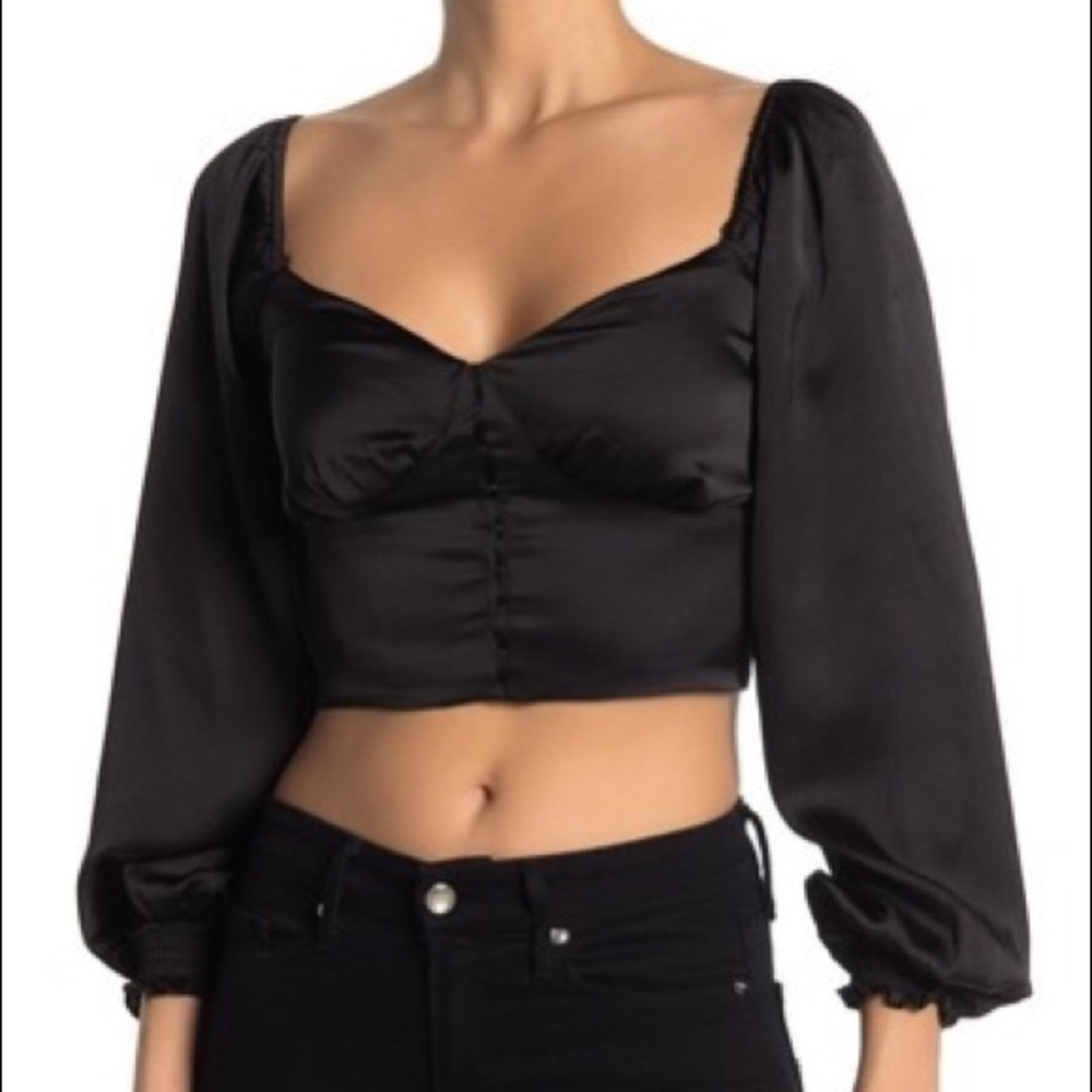 ❤️ CODEXMODE Blouson Sleeve Satin Blouse Black